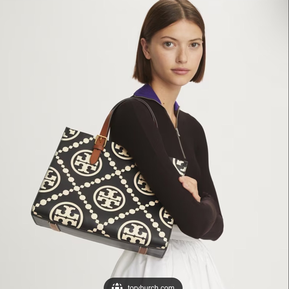 Tory Burch Black and White Patterned Tote